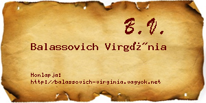 Balassovich Virgínia névjegykártya